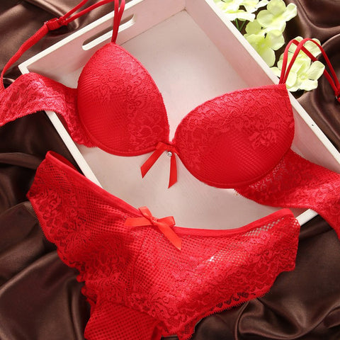 Women Sexy Solid Bra Lace Bra&Panty Set Cotton Embroidery Underwear Lingerie Sets Corset Underpants Women Nipple Cover