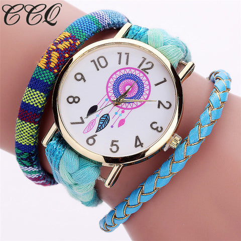 CCQ Brand Handmade Braided Women Dreamcatcher Watch Fashion Rope Ladies Quarzt Wrist Watches Relogio Feminino 2081