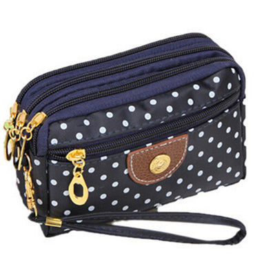 6 Colors Polka Dots Print Women Coin Purse Clutch Wristlet Wallet Bag Phone Key Case Makeup Bag Women credit card holder Tote