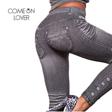 TI2418 Comeonlover Work Out Leggings Gray Fashion Style Demin Legging Woman Leggings Trendy Super Deal Jean Type Legging Jeans