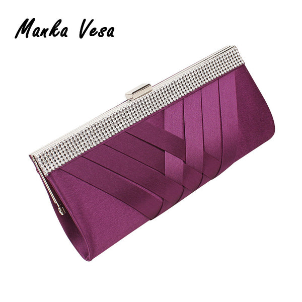 Manka Vesa Hot Noble Ladies Clutch Purse Chain Handbags Women Evening Bag Purple Bride Wedding Party Purse Clutch bolsas mujer