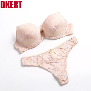 DKERT Intimates Set 2016 New Women Sexy Bra Sets Embroidered Lace Thong Bra Panty Set Bow B C 34 36 38 40 42 Sexy Lingerie Set