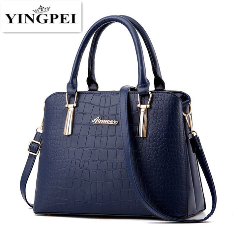 Alligator PU leather bag ladies Crocodile pattern Women messenger bags handbags woman famous brands designer high quality Black