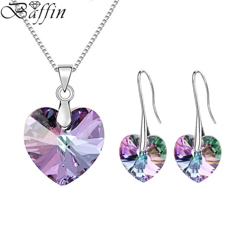 2017 Original Crystals From SWAROVSKI XILION Heart Pendant Necklaces Earrings Jewelry Sets For Women Girls Women's Day