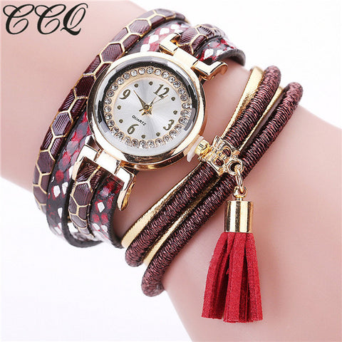 CCQ Brand Fashion Women Bracelet Watch Casual Luxury Multilayer Leather Bracelet Watch Watched Gift Relogio Feminino Gift 2101