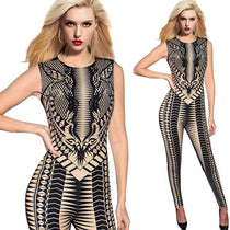Vfemage Sexy Geometry Printed High Waist Womens Girl Ladies Fashion Cool Chic Romper Party Club Evening Bodycon Jumpsuit 4547