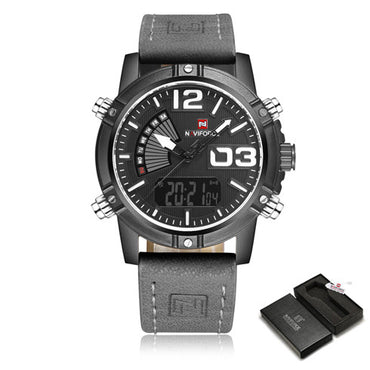 NAVIFORCE Top Brand Luxury Men Leather Military Sport Watches Men's Quartz Analog Led Digital Wristwatch Relogio Masculino Clock