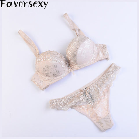Intimates 2015 New Arrival Romantic Hot Champagne Brand Lace Bra Sets Sexy Women Underwear Bra Panty Set Promotion Dropshipping