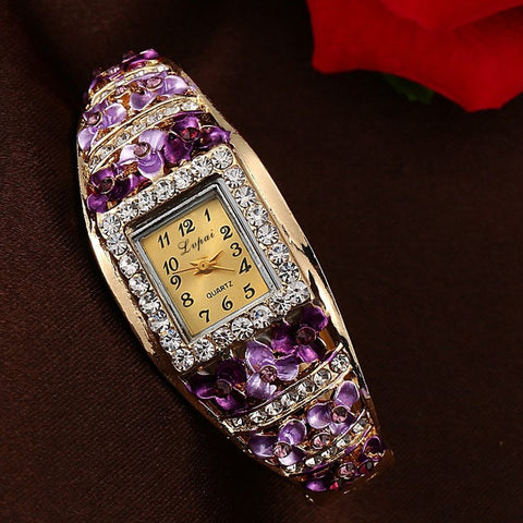 Lvpai Fashion Women Watch Crystal Bracelet Classic Flower Square Wristwatches Women Dress Watches Casual Gift Quartz Watch