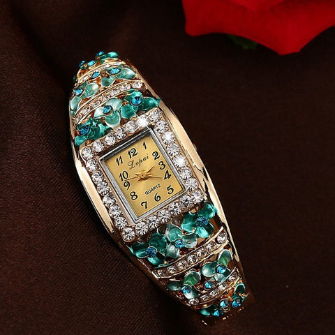 Lvpai Fashion Women Watch Crystal Bracelet Classic Flower Square Wristwatches Women Dress Watches Casual Gift Quartz Watch