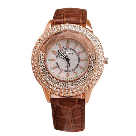 Hot Luxury Brand Diamond Orologio Donna Fashion Rhinestone Watch Women Casual Leather Clock Female Quartz Ladies Wristwatch 0191