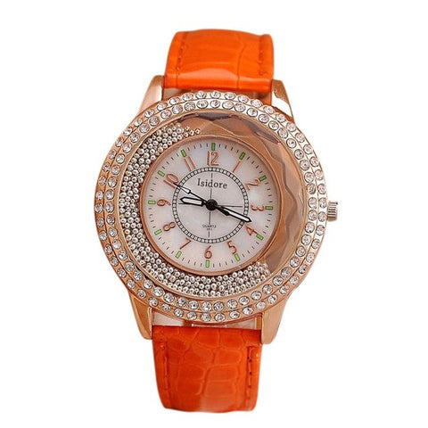 Hot Luxury Brand Diamond Orologio Donna Fashion Rhinestone Watch Women Casual Leather Clock Female Quartz Ladies Wristwatch 0191