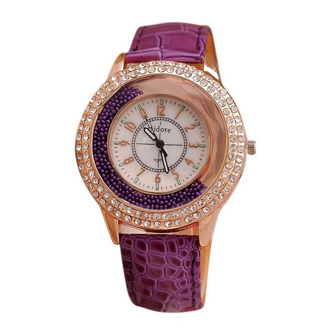 Hot Luxury Brand Diamond Orologio Donna Fashion Rhinestone Watch Women Casual Leather Clock Female Quartz Ladies Wristwatch 0191