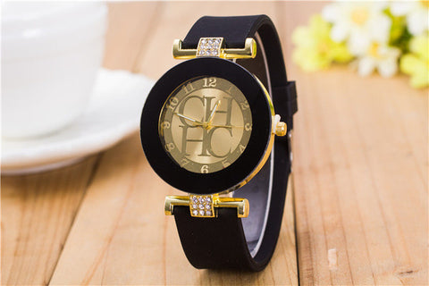 2015 New Fashion Brand Gold Geneva Casual Quartz Watch Women Crystal Silicone Watches Relogio Feminino Dress Wrist Watch Hot