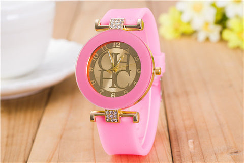 2015 New Fashion Brand Gold Geneva Casual Quartz Watch Women Crystal Silicone Watches Relogio Feminino Dress Wrist Watch Hot