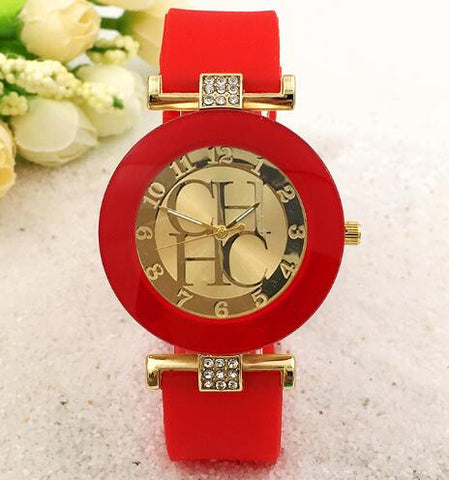 2015 New Fashion Brand Gold Geneva Casual Quartz Watch Women Crystal Silicone Watches Relogio Feminino Dress Wrist Watch Hot