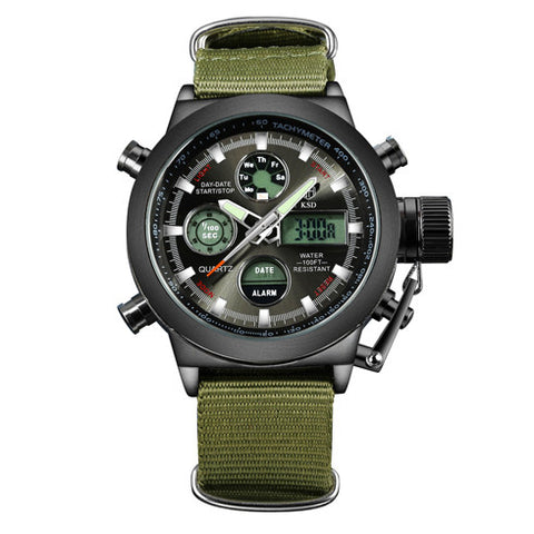 Fashion Brand Men Sports Watches with Nylon Strap Digital Analog Watch Army Military Waterproof Male LED Clock Relogio Masculino