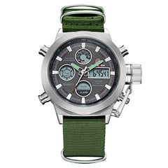 Fashion Brand Men Sports Watches with Nylon Strap Digital Analog Watch Army Military Waterproof Male LED Clock Relogio Masculino
