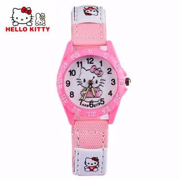 Cute Hello Kitty Watches Gril Lovely Cartoon Watch Kids Children Student Leather Quartz Watch Baby Clock Gift Hour montre enfant