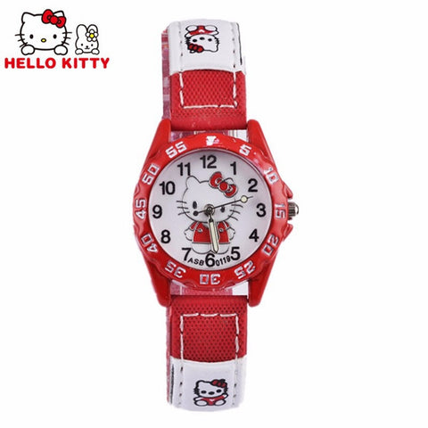 Cute Hello Kitty Watches Gril Lovely Cartoon Watch Kids Children Student Leather Quartz Watch Baby Clock Gift Hour montre enfant