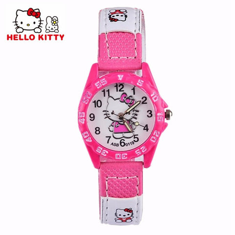 Cute Hello Kitty Watches Gril Lovely Cartoon Watch Kids Children Student Leather Quartz Watch Baby Clock Gift Hour montre enfant