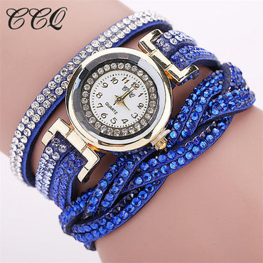 CCQ Brand Fashion Luxury Rhinestone Bracelet Women Watch Ladies Quartz Watch Casual Women Wristwatch Relogio Feminino 1739