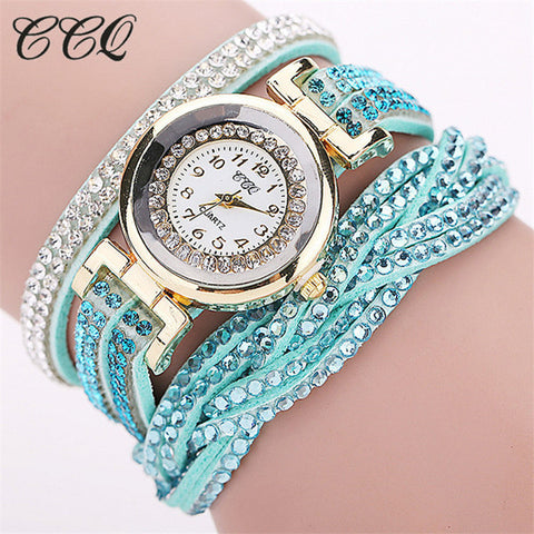 CCQ Brand Fashion Luxury Rhinestone Bracelet Women Watch Ladies Quartz Watch Casual Women Wristwatch Relogio Feminino 1739