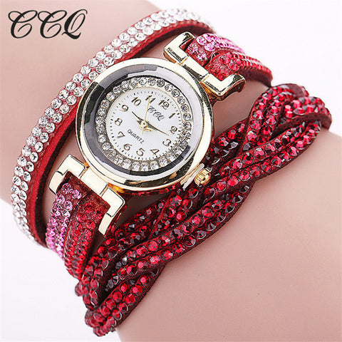 CCQ Brand Fashion Luxury Rhinestone Bracelet Women Watch Ladies Quartz Watch Casual Women Wristwatch Relogio Feminino 1739