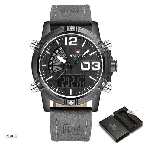 men sport watches NAVIFORCE brand dual display watch digital analog watch Electronic quartz watch 30M waterproof orange clock