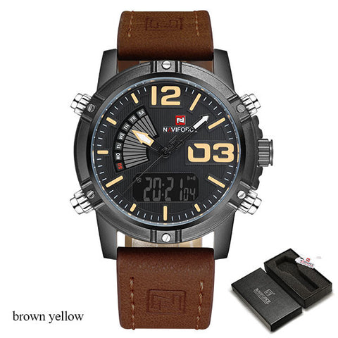 men sport watches NAVIFORCE brand dual display watch digital analog watch Electronic quartz watch 30M waterproof orange clock