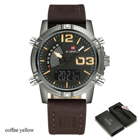 men sport watches NAVIFORCE brand dual display watch digital analog watch Electronic quartz watch 30M waterproof orange clock