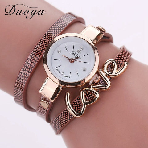 Duoya Luxury Fashion Thin Leather Bracelet Watch Women Gold Quartz Wristwatch Ladies Montre Female Women Girl Clock Watch