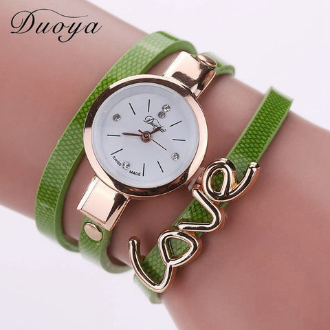 Duoya Luxury Fashion Thin Leather Bracelet Watch Women Gold Quartz Wristwatch Ladies Montre Female Women Girl Clock Watch