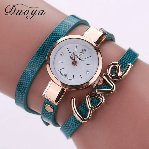 Duoya Luxury Fashion Thin Leather Bracelet Watch Women Gold Quartz Wristwatch Ladies Montre Female Women Girl Clock Watch