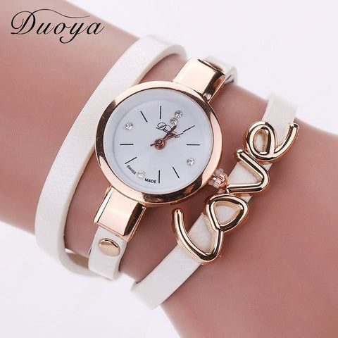 Duoya Luxury Fashion Thin Leather Bracelet Watch Women Gold Quartz Wristwatch Ladies Montre Female Women Girl Clock Watch