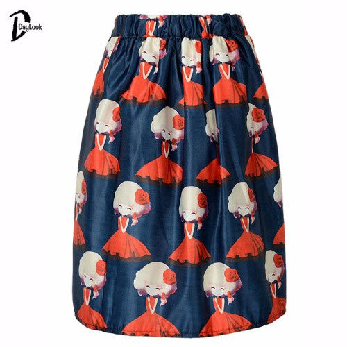 DayLook Summer Pleated Skater Skirt Vintage Monroe Print Tutu Midi Skirt Elegant Knee-Length Plaid Skirts Womens Saia Faldas