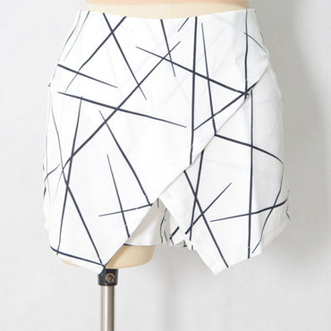 New 2017 Summer Style Shorts Women Sharp Lines Layered Zipper Skort Irregular OL White Culottes Shorts Skirts 70081