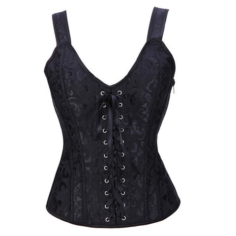 X New Steampunk Steel Boned Lace up Back Sexy Body Bustier Overbust Corset Women Waist Cincher Corsets Black Plus Size S-6XL