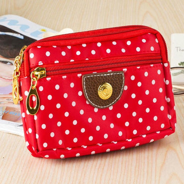 6 Colors Polka Dots Print Women Coin Purse Clutch Wristlet Wallet Bag Phone Key Case Makeup Bag Women credit card holder Tote