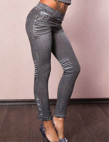 TI2418 Comeonlover Work Out Leggings Gray Fashion Style Demin Legging Woman Leggings Trendy Super Deal Jean Type Legging Jeans