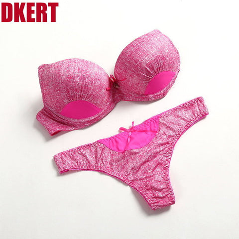 DKERT Intimates Set 2016 New Women Sexy Bra Sets Embroidered Lace Thong Bra Panty Set Bow B C 34 36 38 40 42 Sexy Lingerie Set