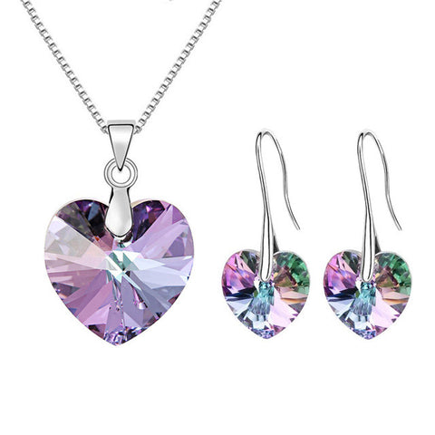 2017 Original Crystals From SWAROVSKI XILION Heart Pendant Necklaces Earrings Jewelry Sets For Women Girls Women's Day