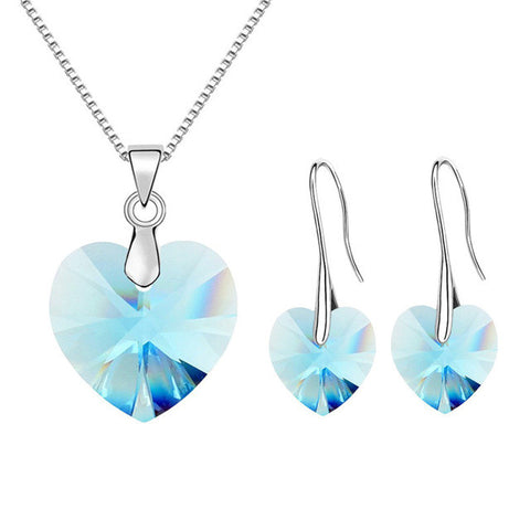 2017 Original Crystals From SWAROVSKI XILION Heart Pendant Necklaces Earrings Jewelry Sets For Women Girls Women's Day