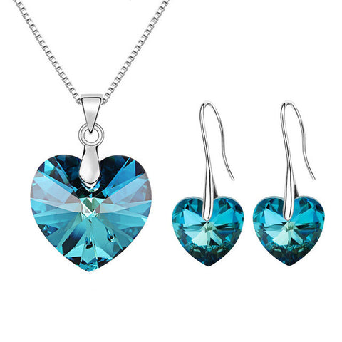 2017 Original Crystals From SWAROVSKI XILION Heart Pendant Necklaces Earrings Jewelry Sets For Women Girls Women's Day