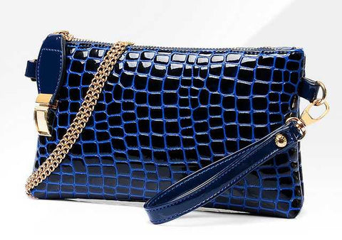 J47 New Stone Pattern Small Women Handbag Female Leather Clutch Bag Chain Evening Bags Ladies Purse Black Blue Shoulder Bag