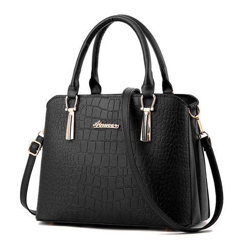 Alligator PU leather bag ladies Crocodile pattern Women messenger bags handbags woman famous brands designer high quality Black