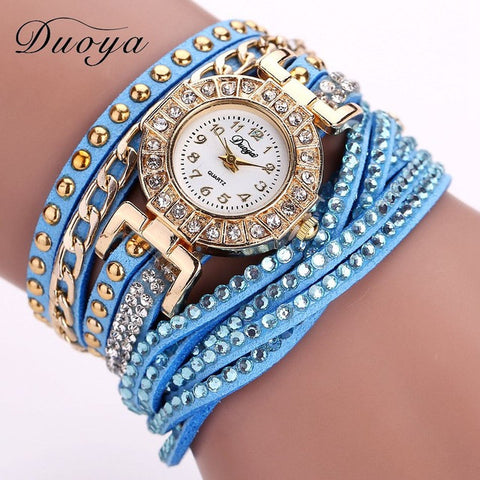 Duoya Fashion Watch Women Luxury Gold Fashion Crystal Bracelet Women Dress Watches Ladies Vintage Business Quartz Wristwatches