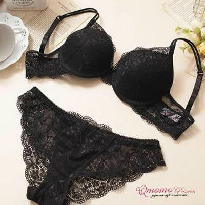 Free shipping 2017 hot Pop transparent floral lace bra & brief sets thin cup leisure sexy deep-V push up women underwear bra set