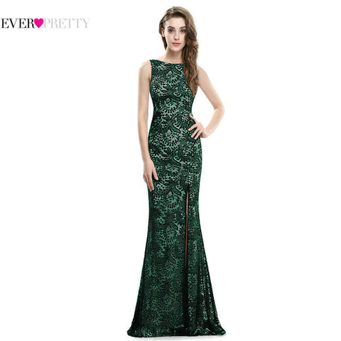 Mermaid Evening Dress Ever Pretty EP08859  2017 Long Sexy Sleeveless Split Formal Celebrity Lace Evening Gown Dresses