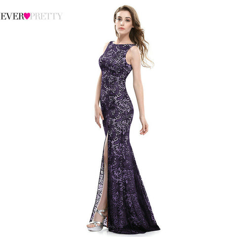 Mermaid Evening Dress Ever Pretty EP08859  2017 Long Sexy Sleeveless Split Formal Celebrity Lace Evening Gown Dresses